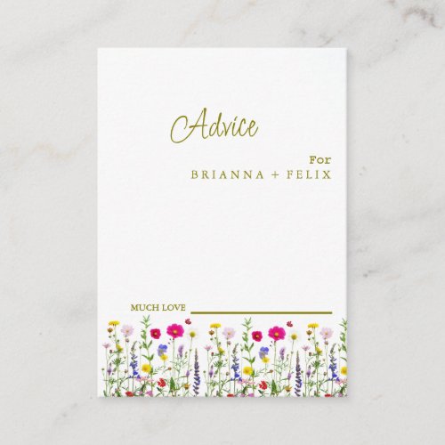Colorful Wildflower Wedding Advice Card