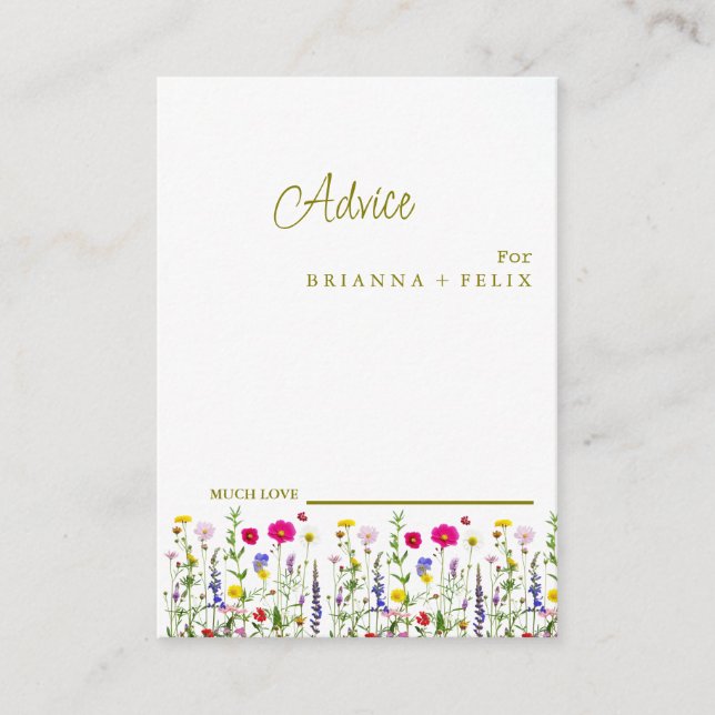 Colorful Wildflower Wedding Advice Card (Front)