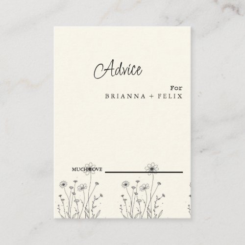 Colorful Wildflower Wedding Advice Card