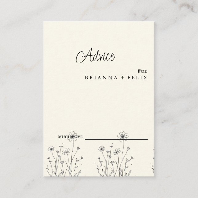 Colorful Wildflower Wedding Advice Card (Front)