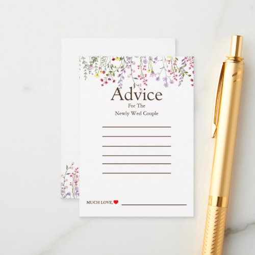Colorful Wildflower Wedding Advice Card