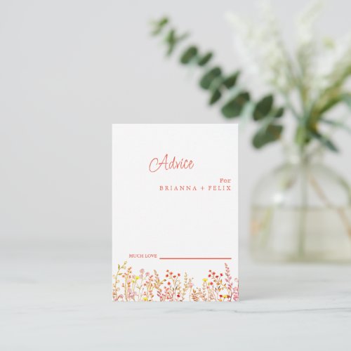 Colorful Wildflower Wedding Advice Card