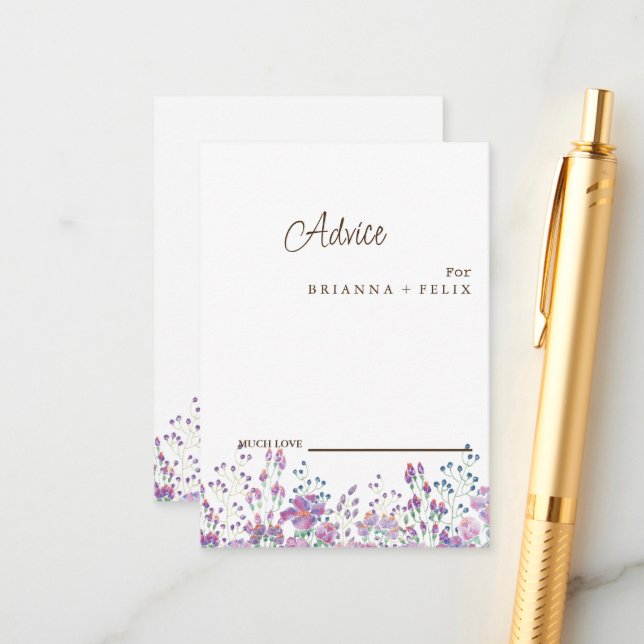 Colorful Wildflower Wedding Advice Card (Front/Back In Situ)