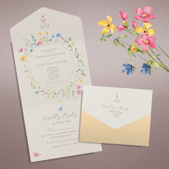 Colorful Wildflower Wedding All In One Invitation (Creator Uploaded)