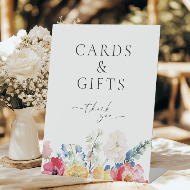 Colorful Wildflower Wedding Cards and Gifts Pedestal Sign (Creator Uploaded)