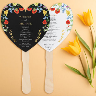 Colorful Wildflower Wedding  Ceremony Program Hand Fan