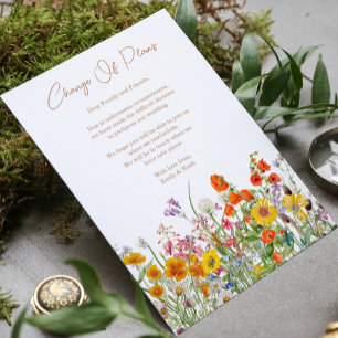 Colorful Wildflower Wedding Change of Plans Announcement