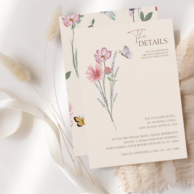 Colorful Wildflower Wedding Details Enclosure (Simple Colorful Wildflower Floral Wedding The Details Card)