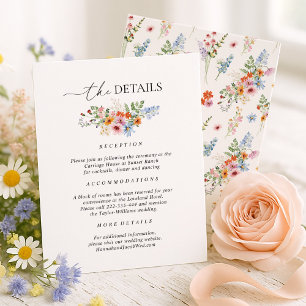 Colorful Wildflower Wedding Details Enclosure Card