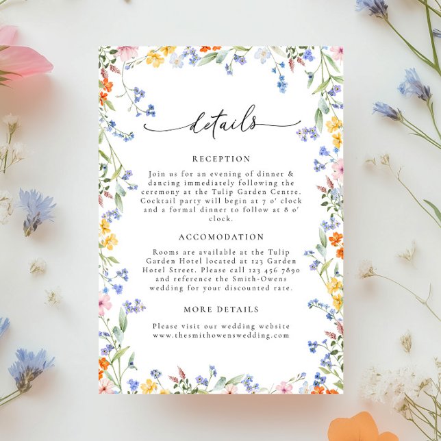 Colorful Wildflower Wedding Details Enclosure Card (Creator Uploaded)