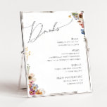 Colorful Wildflower | Wedding Drinks Menu Sign<br><div class="desc">This colorful wildflower | drinks menu sign is perfect for your simple, whimsical boho rainbow summer wedding. The bright, enchanted pink, yellow, orange, and gold color florals give this product the feel of a minimalist elegant vintage hippie spring garden. The modern design is artsy and delicate, portraying a classic earthy...</div>