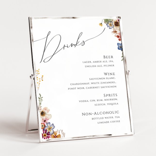 Colorful Wildflower | Wedding Drinks Menu Sign (Creator Uploaded)