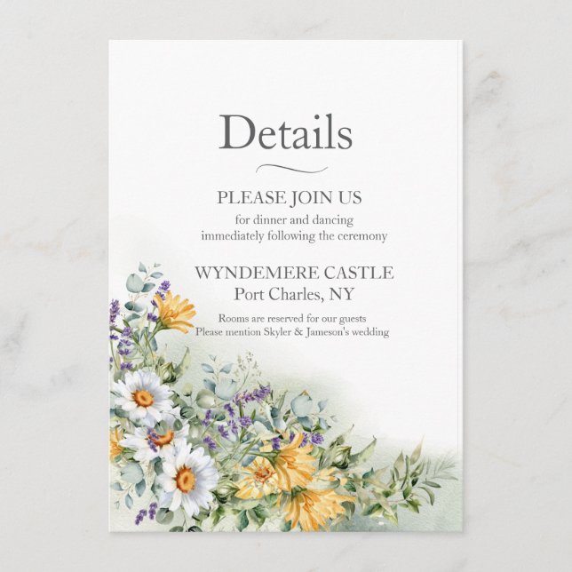 Colorful Wildflower Wedding Enclosure Card (Front)