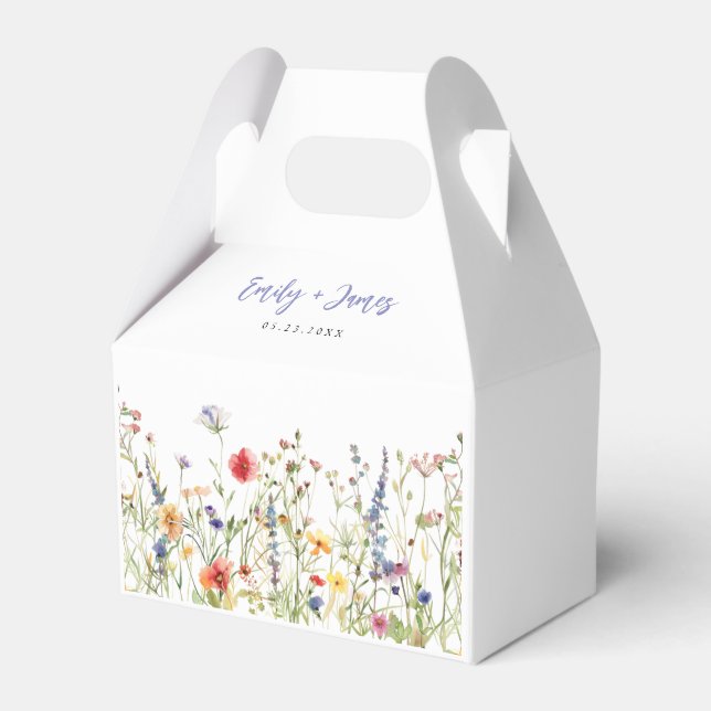 Colorful Wildflower Wedding Favor Boxes (Front Side)