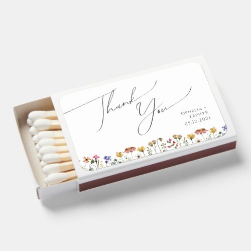 Colorful Wildflower  Wedding Favor Matchboxes