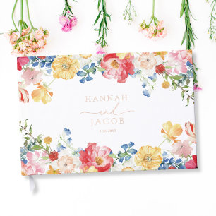 Colorful Wildflower Wedding Foil Guest Book