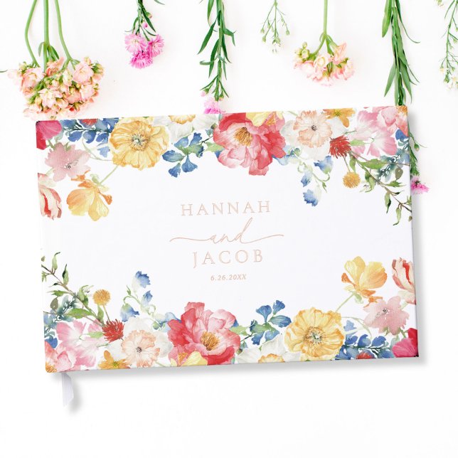 Colorful Wildflower Wedding  Foil Guest Book (Creator Uploaded)