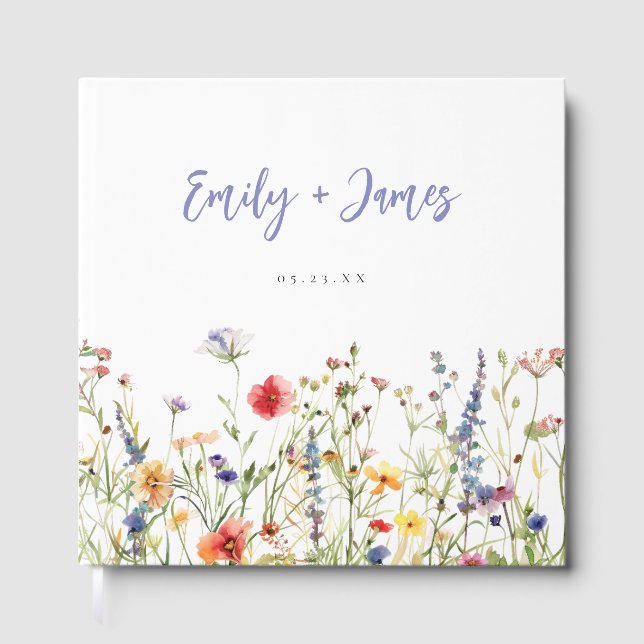 Colorful Wildflower Wedding Guest Book (Front)