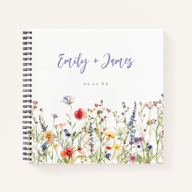 Colorful Wildflower Wedding Guest Book (Front)