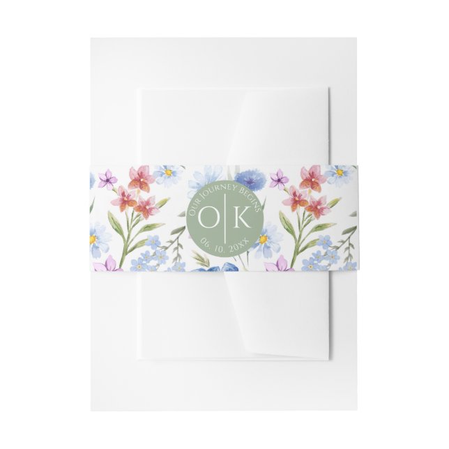 Colorful Wildflower Wedding Invitation Belly Band (Front Example)