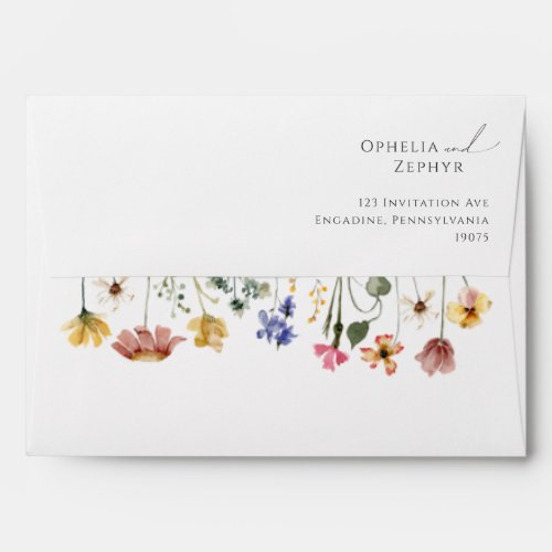 Colorful Wildflower  Wedding Invitation Envelope
