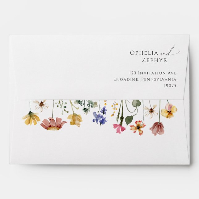 Colorful Wildflower | Wedding Invitation Envelope (Back (Top Flap))