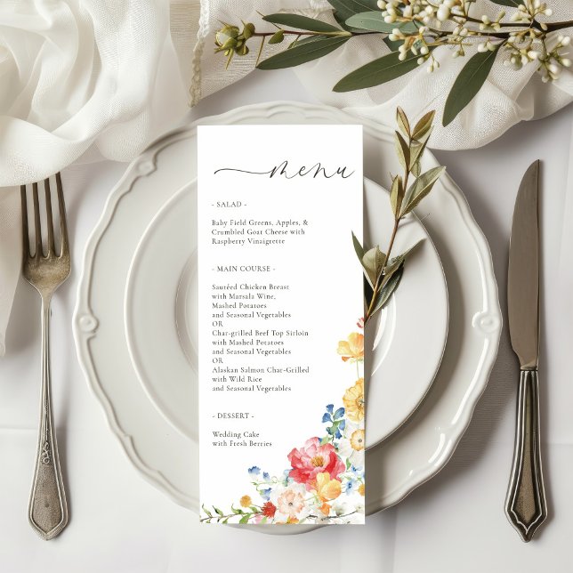 Colorful Wildflower Wedding Menu (Creator Uploaded)