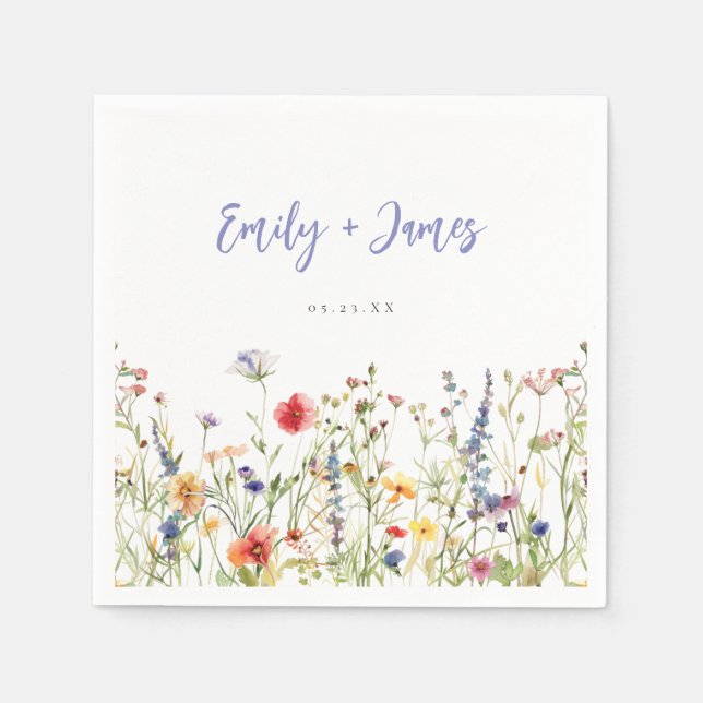 Colorful Wildflower Wedding Napkins (Front)