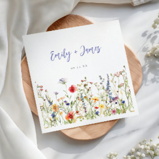 Colorful Wildflower Wedding Napkins