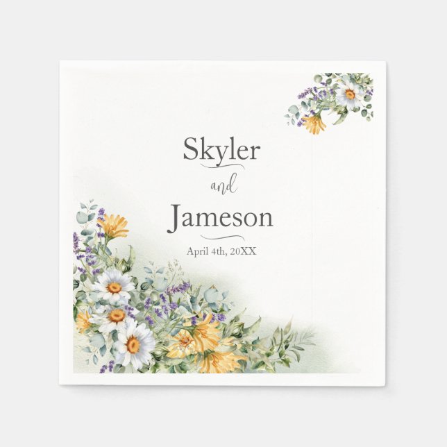 Colorful Wildflower Wedding Napkins (Front)