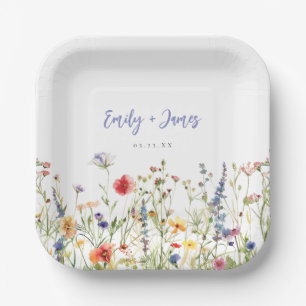 Colorful Wildflower Wedding Paper Plates