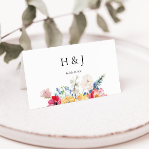 Colorful Wildflower Wedding Place Card