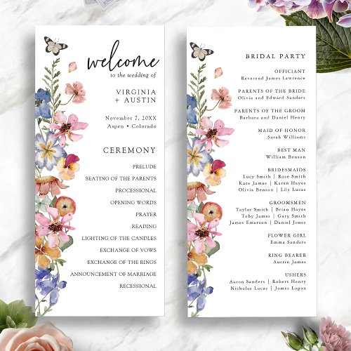 Colorful Wildflower Wedding Program