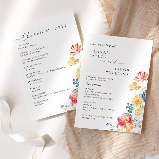 Colorful Wildflower Wedding Program (Creator Uploaded)