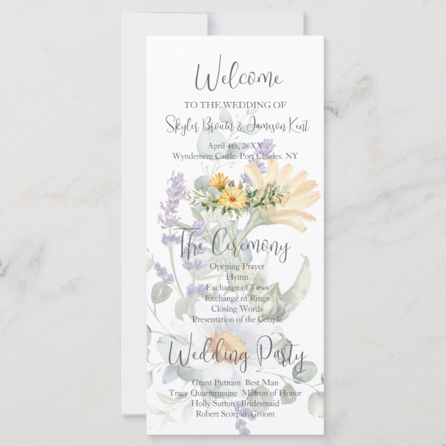 Colorful Wildflower Wedding Program (Front)