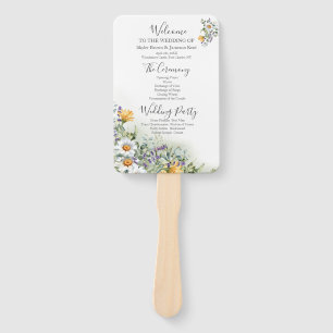 Colorful Wildflower Wedding Program Hand Fan