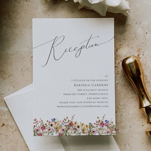 Colorful Wildflower  Wedding Reception Card