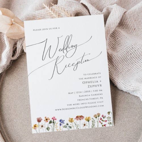 Colorful Wildflower  Wedding Reception Invitation