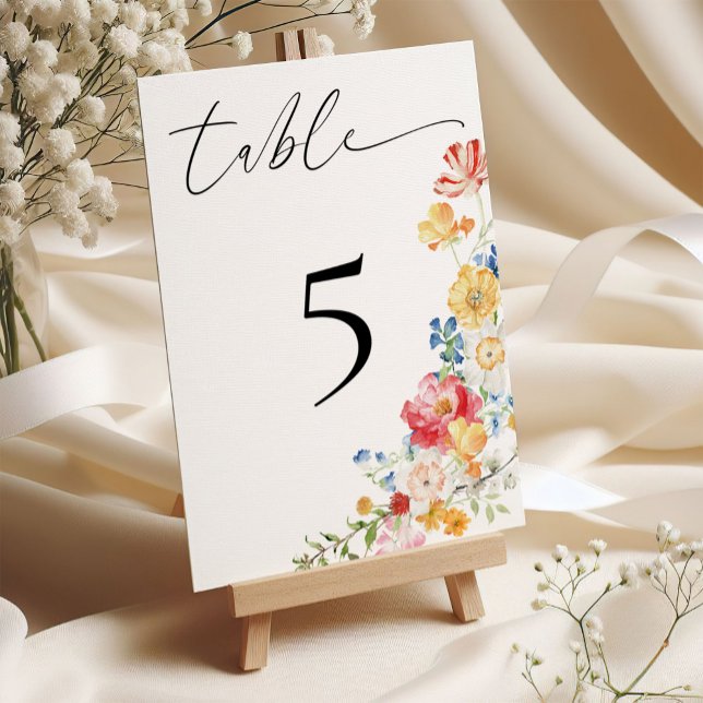 Colorful Wildflower Wedding Reception Table Number (Creator Uploaded)