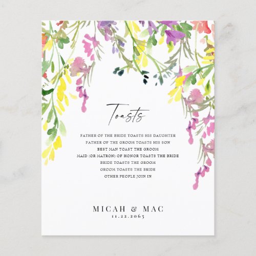 Colorful Wildflower Wedding Reception Toasts