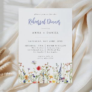 Colorful Wildflower Wedding Rehearsal Dinner Invitation