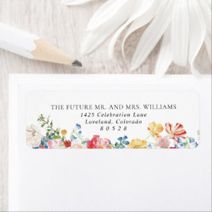 Colorful Wildflower Wedding Return Address Label