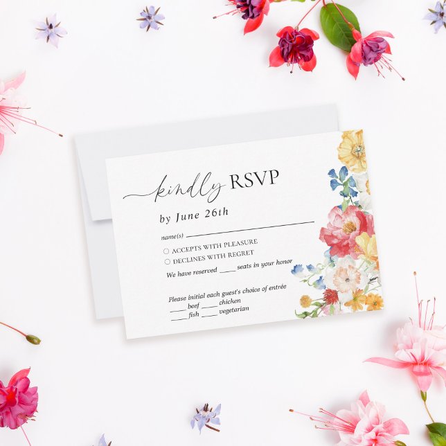 Colorful Wildflower Wedding RSVP Card (Creator Uploaded)