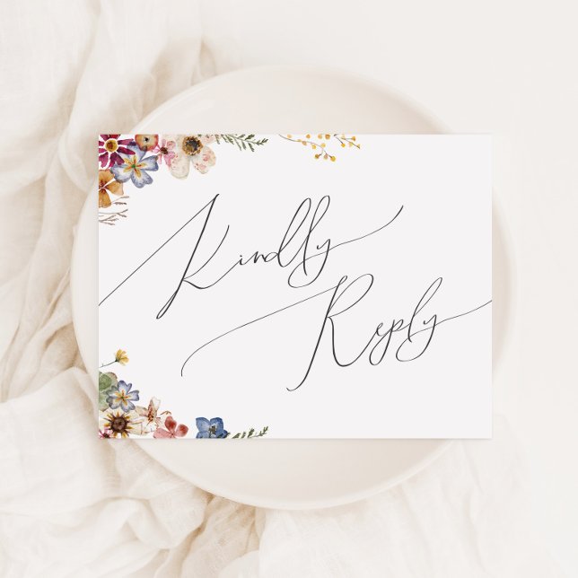 Colorful Wildflower | Wedding RSVP Postcard