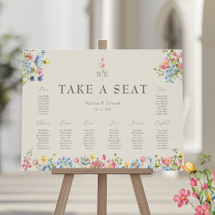 Colorful Wildflower Wedding Seating Chart Sign