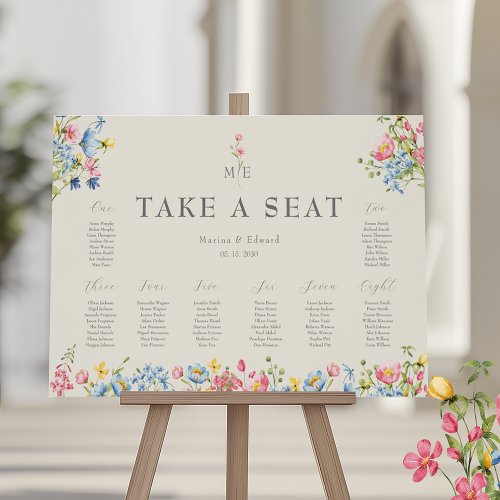 Colorful Wildflower Wedding Seating Chart Sign
