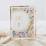 Colorful Wildflower Wedding Table Number<br><div class="desc">Colorful floral table number</div>