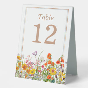 Colorful Wildflower Wedding Table Numbers Tent