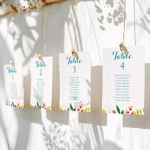 Colorful Wildflower Wedding Table Seating Chart