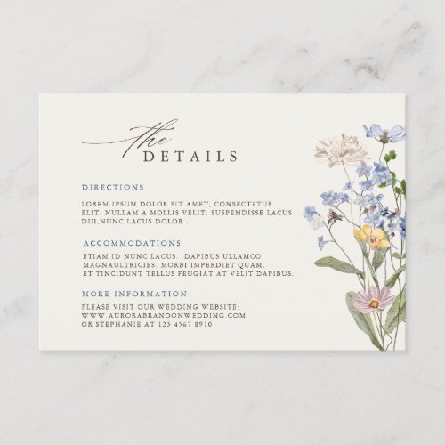 Colorful wildflower wedding templa Wedding Details Enclosure Card